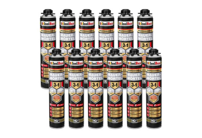 None Mörtel Mauermörtel Pistolenschaum 12 x 750ml Montageschaum 3in1 Klebeschaum, 2x schnelleres Mauern im Vergleich zur herkömmlichen Methode von None