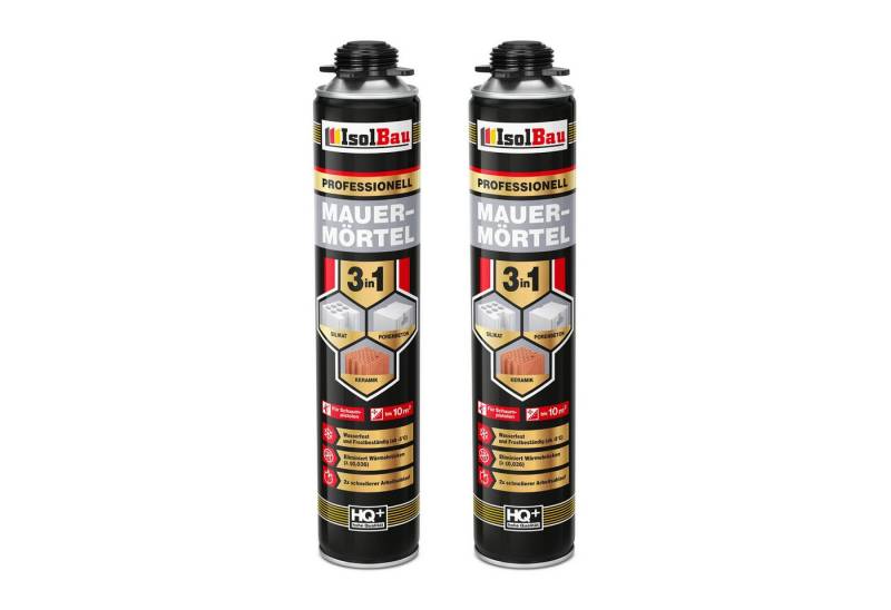 None Mörtel Mauermörtel Pistolenschaum 2 x 750ml PU-Mörtel Montageschaum 3in1, 2x schnelleres Mauern im Vergleich zur herkömmlichen Methode von None