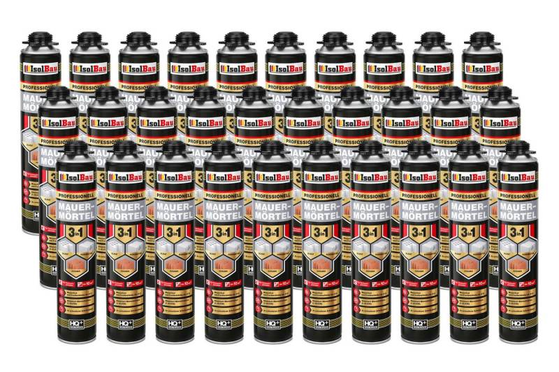 None Mörtel Mauermörtel Pistolenschaum 30 x 750ml Klebeschaum PU-Mörtel 3in1, 2x schnelleres Mauern im Vergleich zur herkömmlichen Methode von None