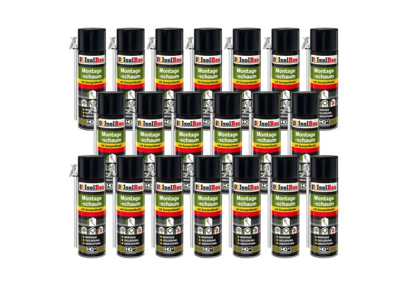 None Montagekleber Montageschaum 20 Dose 500 ml mit Aussprührohr Isolierung Montage, PCV-Profile Holz und Holzwerkstoffe Ziegelsteine Beton Gipsund Metall von None