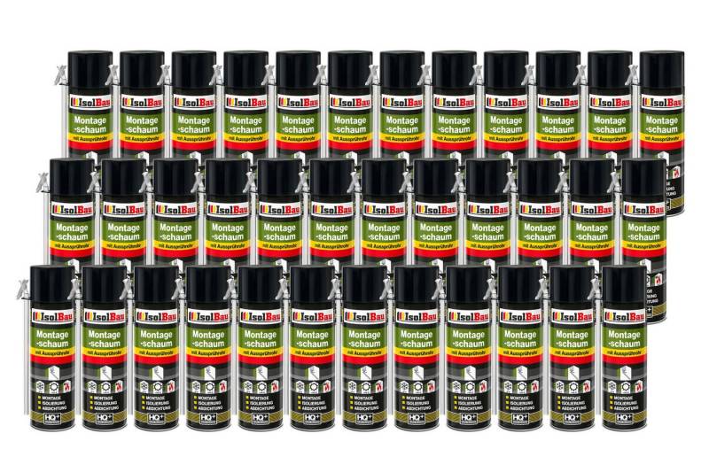 None Montagekleber Montageschaum 36 Dose 500 ml mit Aussprührohr Isolierung Montage, PCV-Profile Holz und Holzwerkstoffe Ziegelsteine Beton Gipsund Metall von None