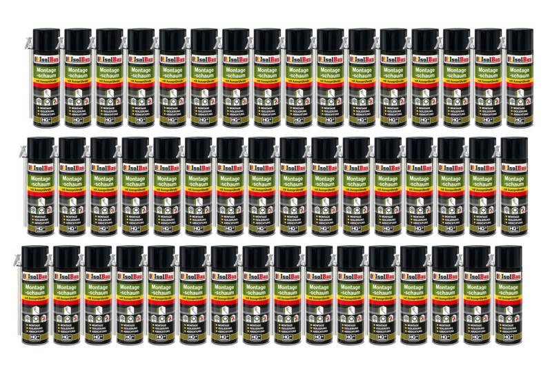 None Montagekleber Montageschaum 48 Dose 500 ml Bauschaum für Montage, Isolierung, PCV-Profile Holz und Holzwerkstoffe Ziegelsteine Beton Gipsund Metall von None