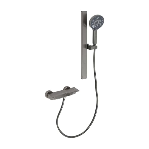 Bad-Duschsystem mit Handbrause, Duschbrause, Duschsystem für Badewannen, 60cm Brausestange, Mischbatterie für Badewanne, Brauseschlauch und Halterung (Grau) von NoneDanGee