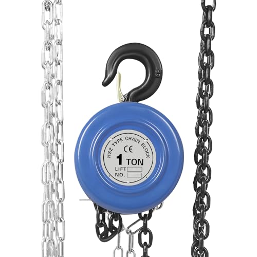 Handkettenzüge Kettenzug Flaschenzug 1T Tragkraft, 2.9m Hubhöhe Seilzug mit 360° drehbarer Haken, Hebezug mit Schwerlasthaken Seilzug Handseilwinde für Forst und Werkstatt (Blau) von NoneDanGee