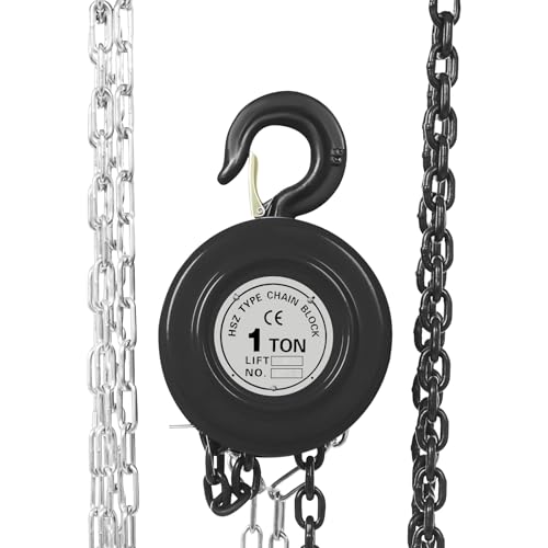 Handkettenzüge Kettenzug Flaschenzug 1T Tragkraft, 2.9m Hubhöhe Seilzug mit 360° drehbarer Haken, Hebezug mit Schwerlasthaken Seilzug Handseilwinde für Forst und Werkstatt (Schwarz) von NoneDanGee