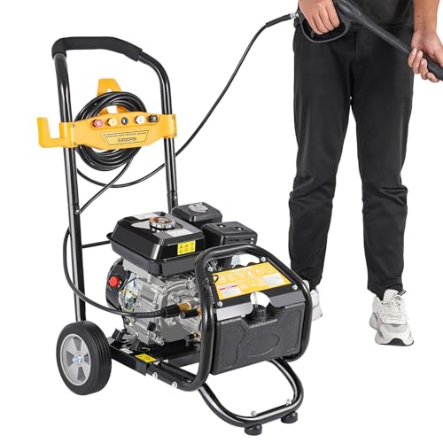 Hochdruckreinige 7.5PS Benzin Flächenreiniger Motor Profi Set, 180 Bar Pressure Washer Benzin mit 5 Düsen, Selbstansaugend Multifunktionale Reinigung Hochdruckreiniger von NoneDanGee