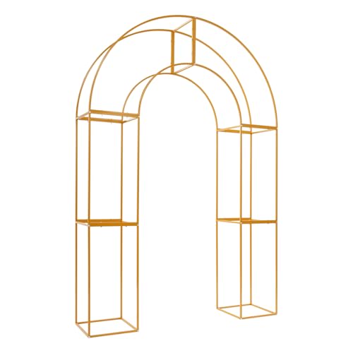 Hochzeitsbogen Metall 2.3m - Ballonbogen Gestell Bogenständer für Outdoor Hochzeit, Hintergrund Ständer, Garten & Standesamt - Traubogen mit Ständer für Blumen, Lichterketten & Deko (Gold) von NoneDanGee