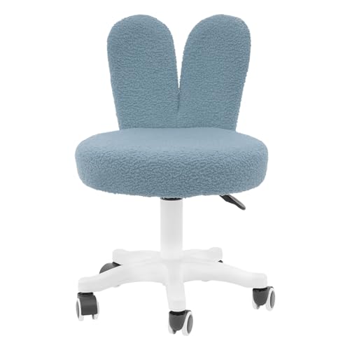 NoneDanGee Bürostuhl Schminkstuhl Homeoffice Stuhl, 360° Drehbarer Schreibtischstuhl, Drehstuhl Höhenverstellbar, bis 90 kg, für Schlafzimmer Büro Wohnzimmer (Blau) von NoneDanGee