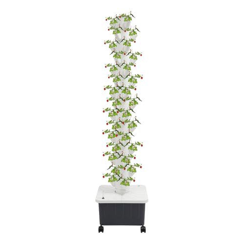 NoneDanGee Hydroponic Tower mit bewässerung, Aquaponic Wax System 15 Tier 45 Holes, Vertical Farming Tower mit Wasserpumpe und Wasserstandsanzeiger, Hydroponic System für Kräuter, Obst und Gemüse von NoneDanGee