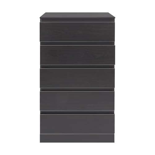 NoneDanGee Kommode, Aufbewahrungsschrank mit 5 Schubladen, Schrank mit Schubladen, Sideboard, Schubladenschrank Anrichte für Wohnzimmer, Schlafzimmer, Büro (Schwarz-Walnuss) von NoneDanGee