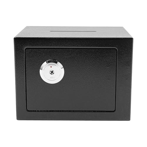 Schlüsseltresor, Geldkassette Abschließbar mit Einwurfschlitz, 4.6L Tresor für Zuhause, Sparschwein, Safe Tresor klein mit Schlüssel Mechanische Möbeltresor für Zuhause mit Schlüssel (Schwarz) von NoneDanGee