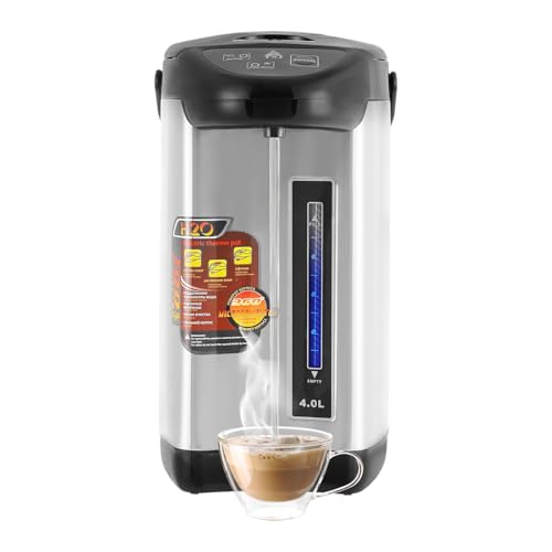 Thermopot 4 Liter, Edelstahl Heißwasserspender, Wasserkocher Anti-Trockenbrenner-Funktion, Wasserspender Dispender, 750W Thermoskanne, Drei Auslassmodi (Schwarz) von NoneDanGee