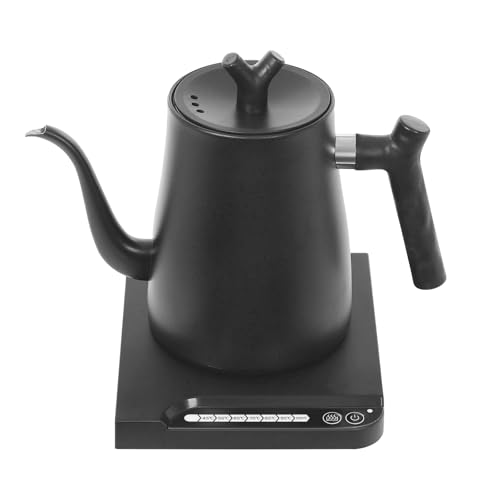 Wasserkocher mit Schwanenhals, Wasserkocher mit Temperatureinstellung und Kontrollanzeige, Teekocher Elektrisch mit Trockener Kochschutz und Hitzebeständiger Griff (Schwarz) von NoneDanGee
