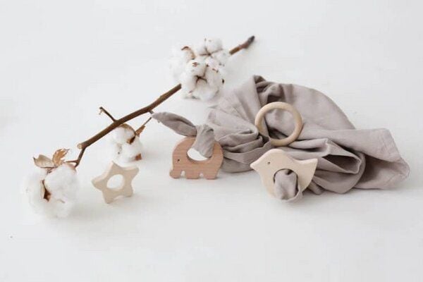 Schnuffeltuch Musselin Holz *Greifling* 10 Farben | Bio Baumwolle | NoniKids Berlin von NoniKids Berlin