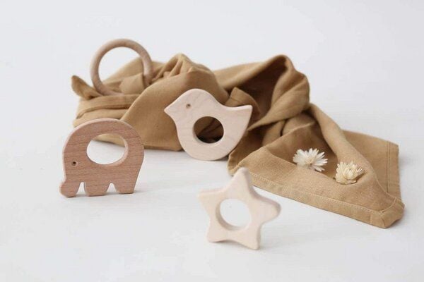 Schnuffeltuch Musselin Holz *Greifling* 10 Farben | Bio Baumwolle | NoniKids Berlin von NoniKids Berlin