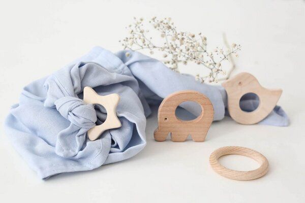 Schnuffeltuch Musselin Holz *Greifling* 10 Farben | Bio Baumwolle | NoniKids Berlin von NoniKids Berlin