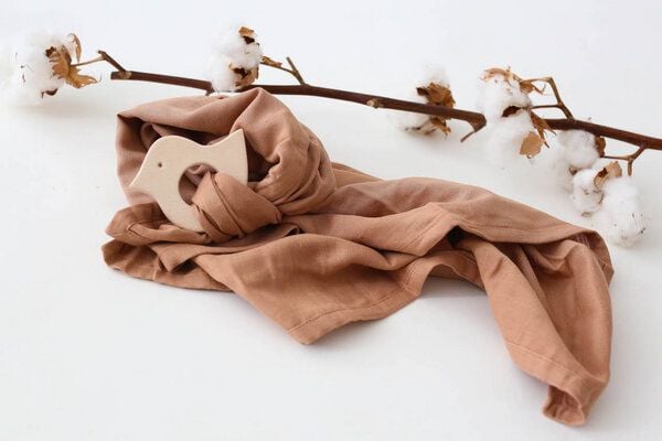 Schnuffeltuch Musselin Holz *Greifling* 10 Farben | Bio Baumwolle | NoniKids Berlin von NoniKids Berlin
