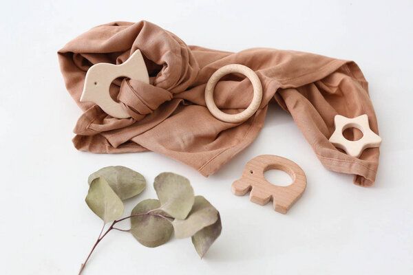 Schnuffeltuch Musselin Holz *Greifling* 10 Farben | Bio Baumwolle | NoniKids Berlin von NoniKids Berlin