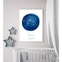 Poster in Drei Größen Vorhanden 20 X 30 cm, 45 40 60 cm Sternzeichen Geburt Name Individualisierbar Baby Kinderzimmer von NoniKidsBerlin