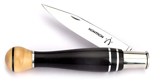 Nontron Taschenmesser Frankreich - 12 cm - Neusilber Ebenholz Buchsbaum - XC75 Carbonstahl - Messer Klinge Arretierung von Nontron