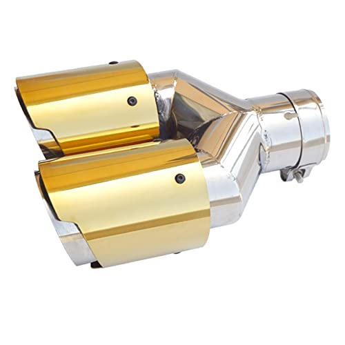 Auto Auspuff Endrohr Gold Zweistufiges Edelstahl-Endrohr Universal-Auto Modifizieren Schalldämpferspitze Y-Form Doppelausgang Auspuffrohr-Düsen-Dekoration Endrohr-Dekorabdeckung von Nonuinz