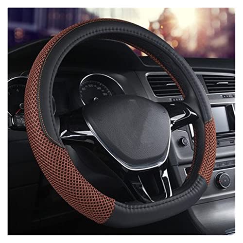 Auto-Lenkradabdeckung Leder 38CM Radabdeckung Innenausstattung D-Form-Lenkrad Schwarz (Farbe : Braun) von Nonuinz