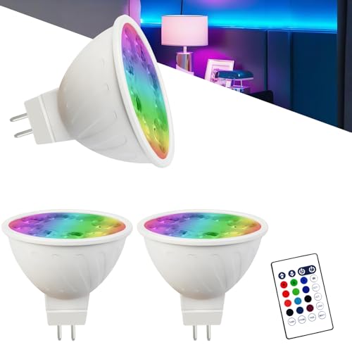 Noobibaba GU5.3 LED 12V, GU5.3 Led Farbwechsel Und Exklusivem Loop-Modus (Einfarbiges Verblassen), RGB + Einstellbarem Weiß 2700K-6000K, 5W 35W Äquivalent, MR16 LED-Lampen Fernbedienung, 3er-Pack von Noobibaba