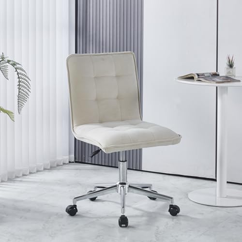 Bürostühle-Set, modernes Design, 2 weiße Drehstühle mit Rollen, Heimbüro, 61 cm B x 50 cm T x 91 cm H – Nook & Trove Kansas von Nook & Trove