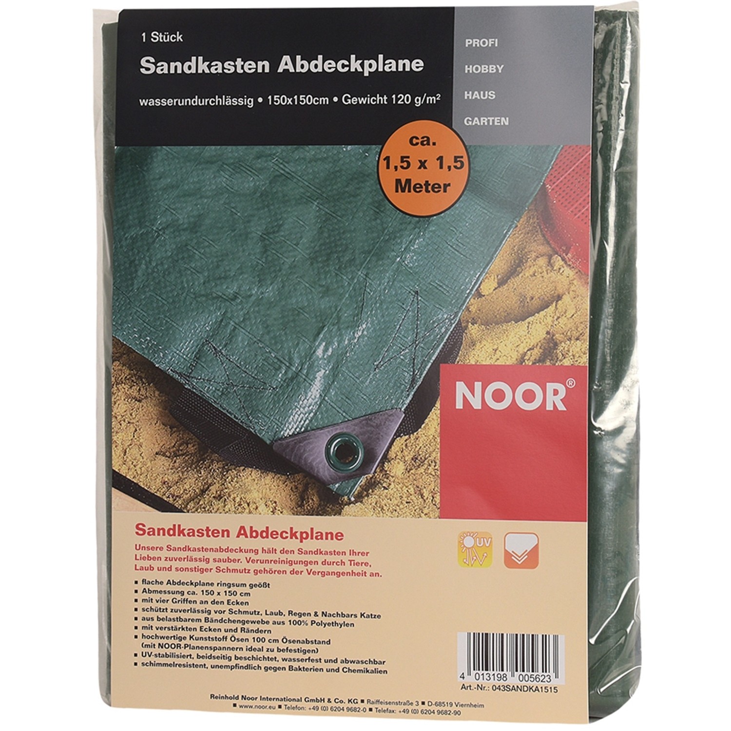 Die Noor Sandkasten-Abdeckplane 150 cm x 150 cm von Noor