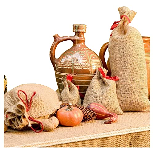 NOOR Jutesäckchen 50 x 24 cm I Natürliche Jutesäcke für den Garten I Biologisch abbaubare und lebensmittelechte Aufbewahrungssäcke mit dekorativen Schleifen I 10er Pack von NOOR