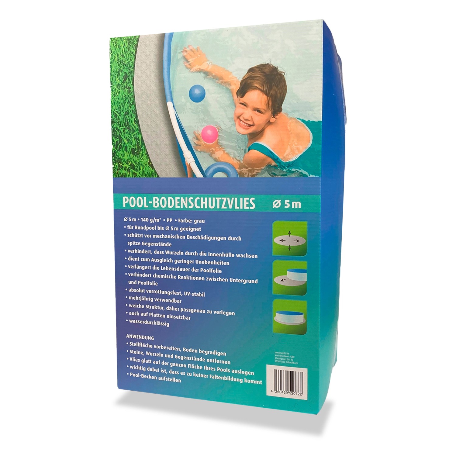 Noor Poolvlies Rund 140 g/m² für Rundpool Ø 5 m von Noor