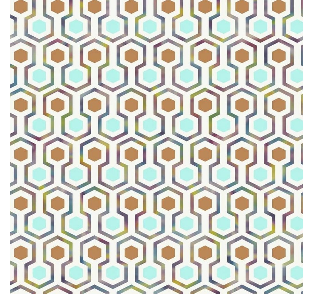 Noordwand Fototapete Good Vibes Tapete Hexagon Pattern Grün und Orange, (1 St) von Noordwand