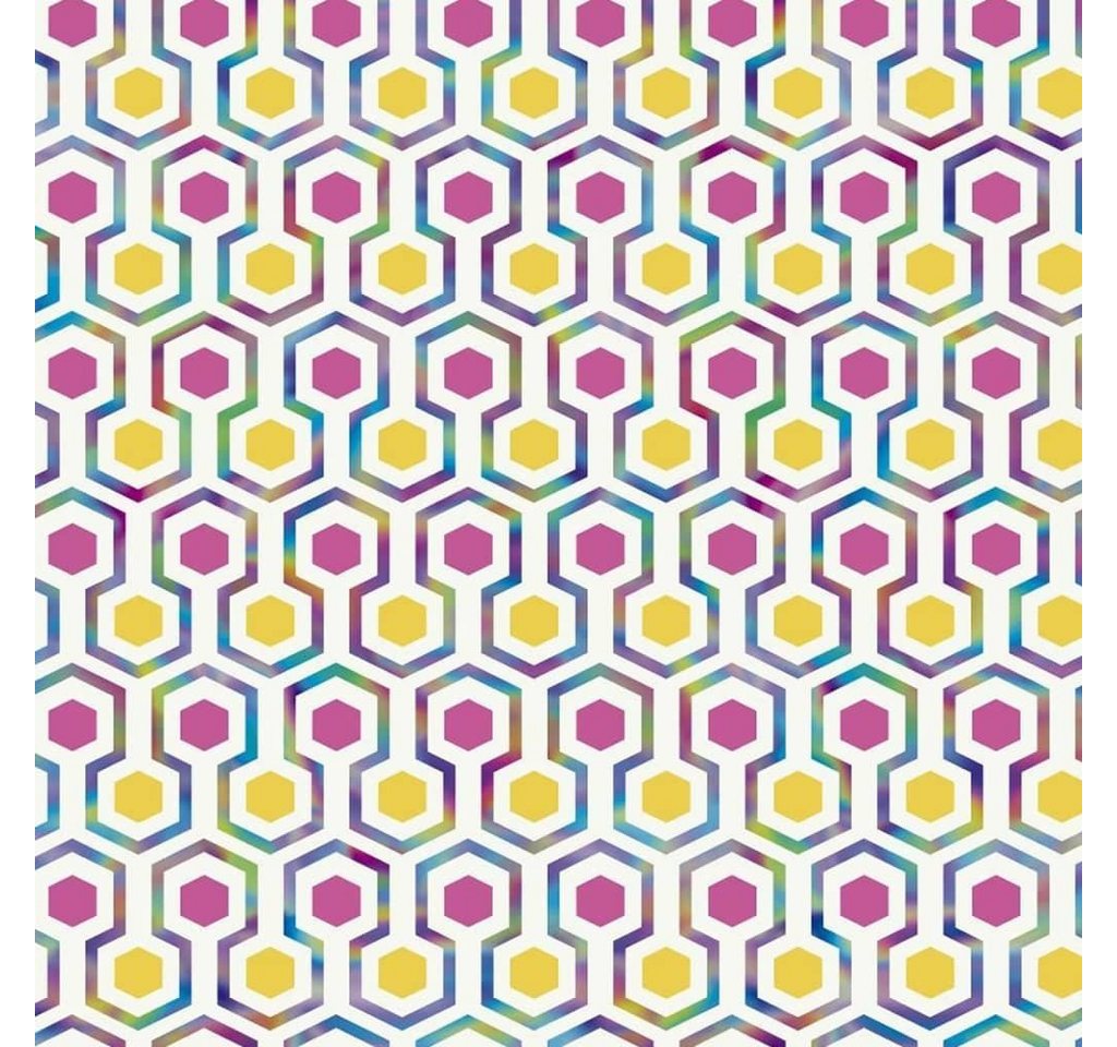 Noordwand Fototapete Good Vibes Tapete Hexagon Pattern Rosa und Gelb, (1 St) von Noordwand