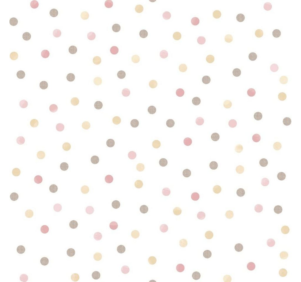 Noordwand Fototapete Tapete Mondo baby Confetti Dots Rosa, Weiß und Braun, (1 St) von Noordwand