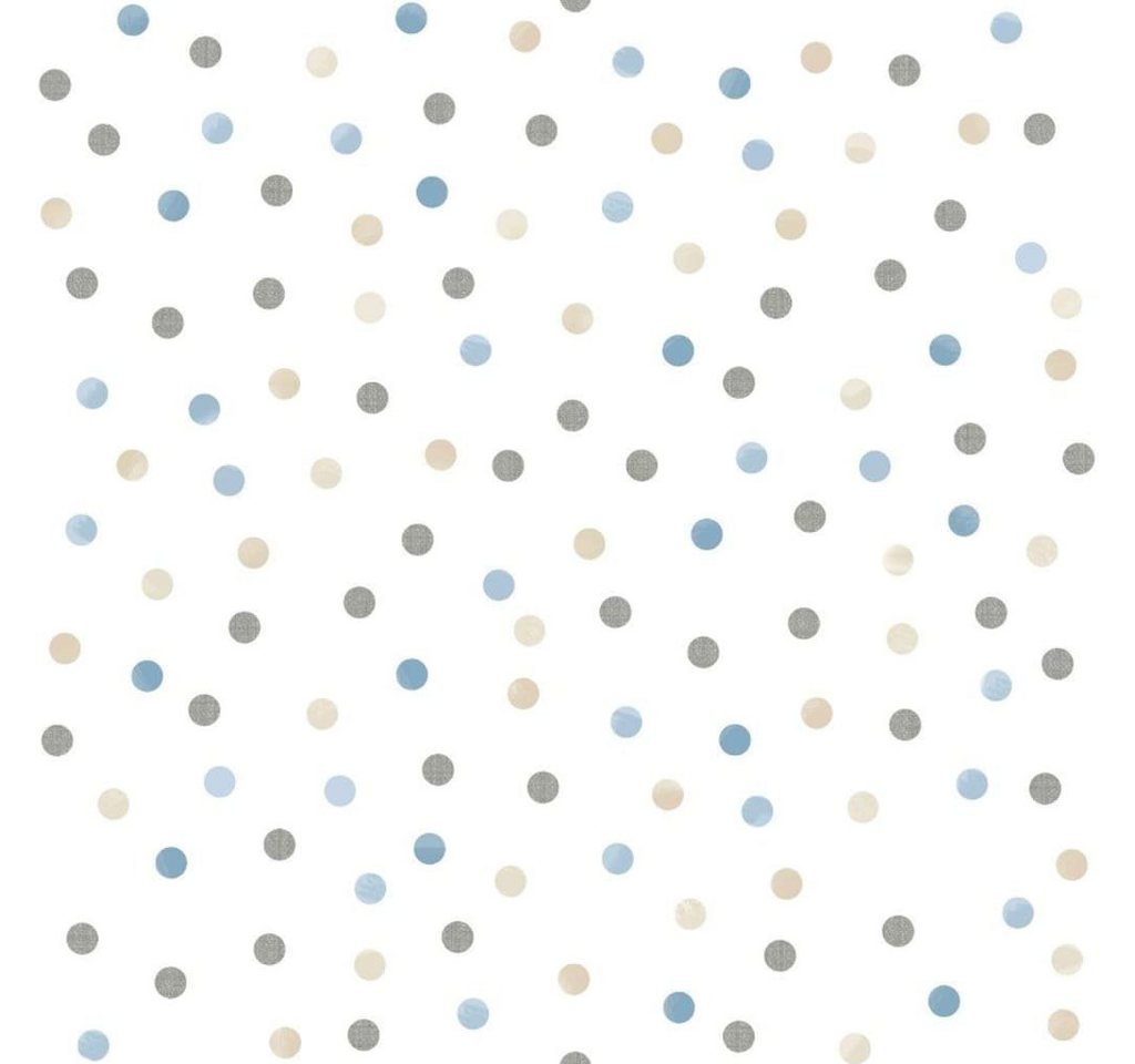 Noordwand Fototapete Tapete Mondo baby Confetti Dots Weiß, Blau, Grau und Beige, (1 St) von Noordwand