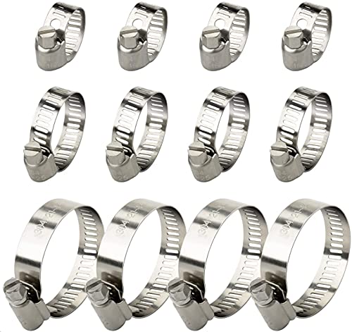 Noosverl Profi Schlauchschellen mit Schneckenantrieb, 12 Stück, Edelstahl Schlauchklemme, Bandschelle für Absaugschlauch, Ansaugschlauch, Lüftungsschlauch (10-16mm,16-25mm,21-44mm) von Noosverl