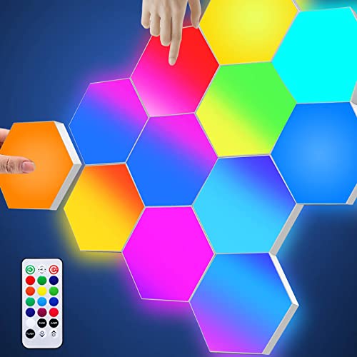 Noralit RGB LED Wandleuchte mit Fernbedienung, Hexagon LED Panel Wand Sechseck Wandleuchte Berührungssensitiv Gaming Platten Wandbeleuchtung für Gaming Setup Wohnzimmer Schlafzimmer TV, 7 Panels von Noralit
