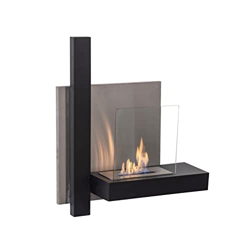 NORBE | Bioethanol-Kamin GRAM | Wandbiokamin | Kamin Schwarz und Grau | Abmessungen 63 x 22 x 75 h cm | Leistung: 3,68 kw/h (schwarz) von Norbe