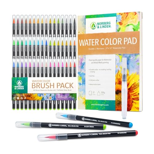 Norberg & Linden Aquarellpinsel-Set XL50 48 Aquarellmarker, 1 wiederbefüllbarer Wassertankpinsel, Zeichenblock | Nylonspitzen zum Zeichnen | Farbstifte für professionelle Künstler und Anfänger Norberg & Linden Aquarellpinsel-Set XL50 48 Aquarellmarker, 1 wiederbefüllbarer Wassertankpinsel, Zeichenblock | Nylonspitzen zum Zeichnen | Farbstifte für professionelle Künstler und Anfänger von Norberg & Linden