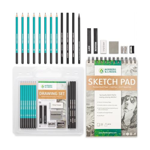 Zeichen-Set, Skizzen- und Kohle-Bleistifte, 100-Seiten-Zeichenblock mit Geknetetem Radiergummi, Art Kit und Werkzeug für Kinder, Jugendliche und Erwachsene, Sketch Set Zeichen-Set, Skizzen- und Kohle-Bleistifte, 100-Seiten-Zeichenblock mit Geknetetem Radiergummi, Art Kit und Werkzeug für Kinder, Jugendliche und Erwachsene, Sketch Set von Norberg & Linden