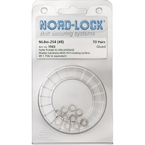Original Nord-Lock Stahl Keilsicherungsscheiben Edelstahl A4 mit vergrößertem Außendurchmesser NL5spss für M5. d (mm): 5,4 - D (mm): 10,8 - T (mm): 2,2 von Nord-Lock
