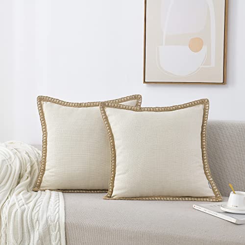 NordECO HOME 2er Set Kissenbezug 40x40 cm Weiß Deko Kissen Leinen mit Verstecktem Reißverschluss Kissenhülle Dekorative Sofakissen für Sofa Schlafzimmer 16x16 Zoll von NordECO HOME