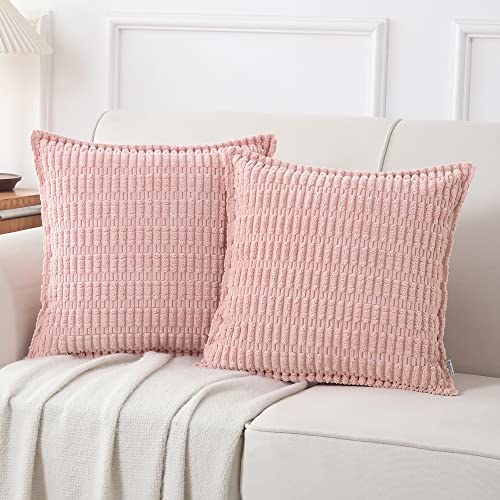 NordECO HOME Kordsamt Kissenbezug 50x50 cm Rosa Kissenbezüge Boho Dekorative DekoKissen Kissenhülle Sofakissen Weich für Sofa 2er Set von NordECO HOME