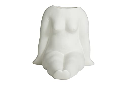 Nordal Vase AVAJI sitzender weiblicher Torso in Weiß aus Keramik, Maße: H 16cm x B 14cm x T 25cm von Nordal