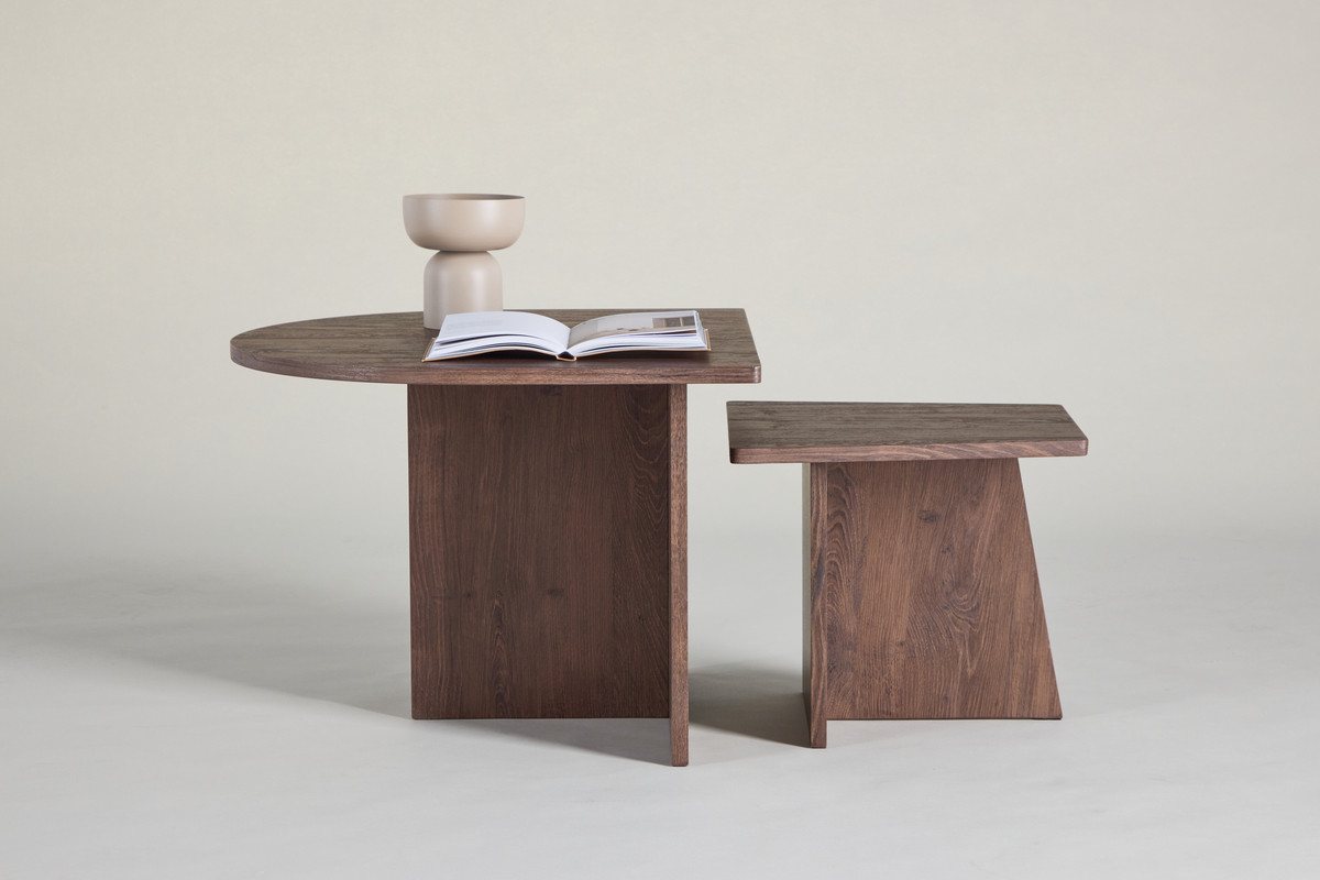 Nordanest Couchtisch SALA 60x60cm und 40x40cm (Set, 2er-Set), Bestehend aus quadratischem und abgerundetem Tisch in zwei Höhen von Nordanest