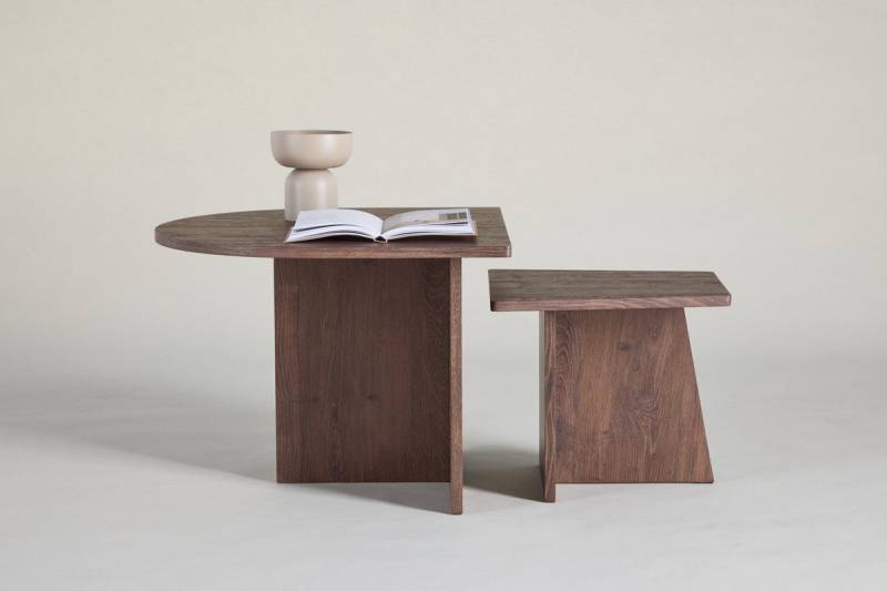 Nordanest Couchtisch SALA 60x60cm und 40x40cm (Set, 2er-Set), Bestehend aus quadratischem und abgerundetem Tisch in zwei Höhen von Nordanest