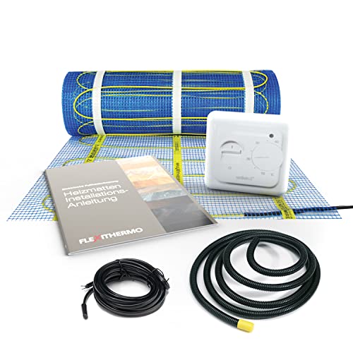 Flexithermo™ Standart elektrische Fußbodenheizung Komplett-Set I Heizleistung 150 W/m² (8,0m x 0,5m; 4m²) Fußbodenheizung elektrisch f. Böden aller Art I inkl. Manuellem-Thermostat von Nordholm