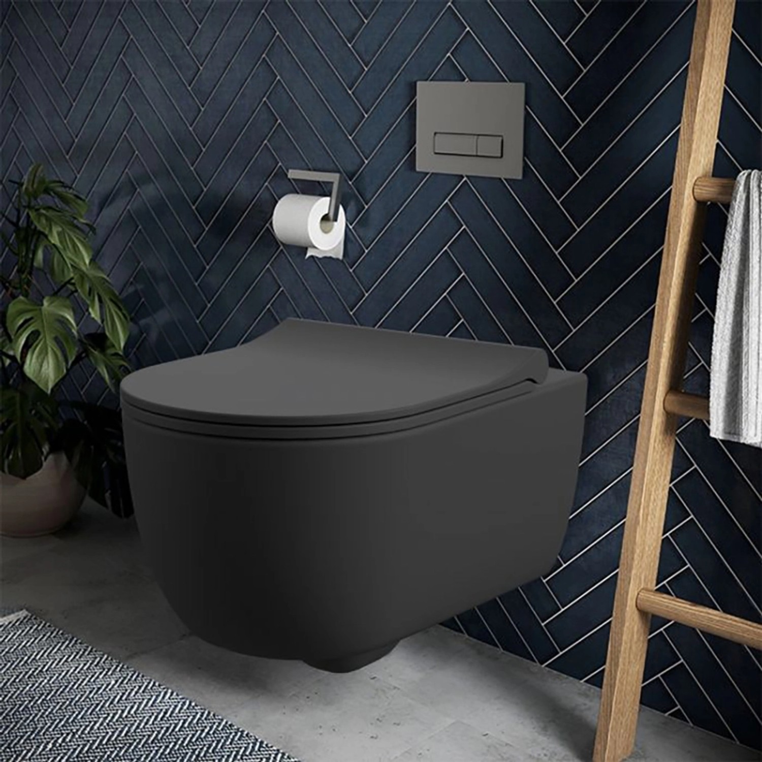 Nordholm Premium WC-Set mit Deckel Maresol 54 cm Schwarz von Nordholm