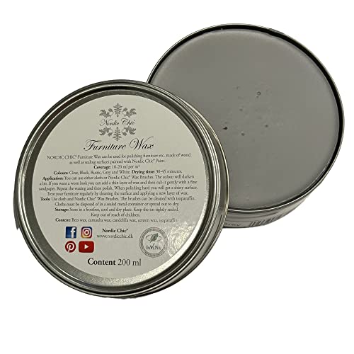 Nordic Chic Wax | Colour Grey | 200ml | All Natural Ingredients |for Wood and Painted Furniture von Nordic Chic