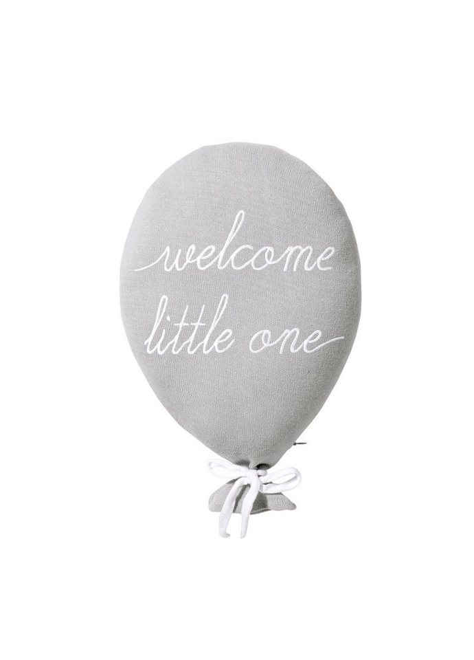 Nordic Coast Company Wanddekoobjekt, Dekokissen Ballon Grau Welcome Little One" aus 100% zertifizierte Baumwolle Bezug abnehmbar Wanddekoration Babykissen Junge Mädchen ideal als Geschenk" von Nordic Coast Company